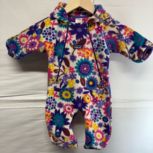 Patagonia Multicolor Floral Synchilla Baby Bunting Size 3 Months - Picture 1 of 7